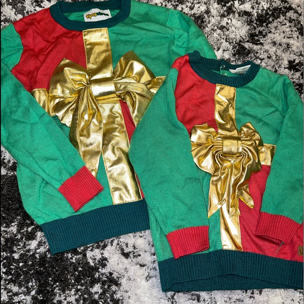 Tipsy Elves Siblings Gift sweaters. Size 3T & S